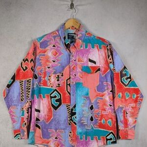 Wrangler Men’s Multicolor Abstract Print Button-Up Shirt Jacket